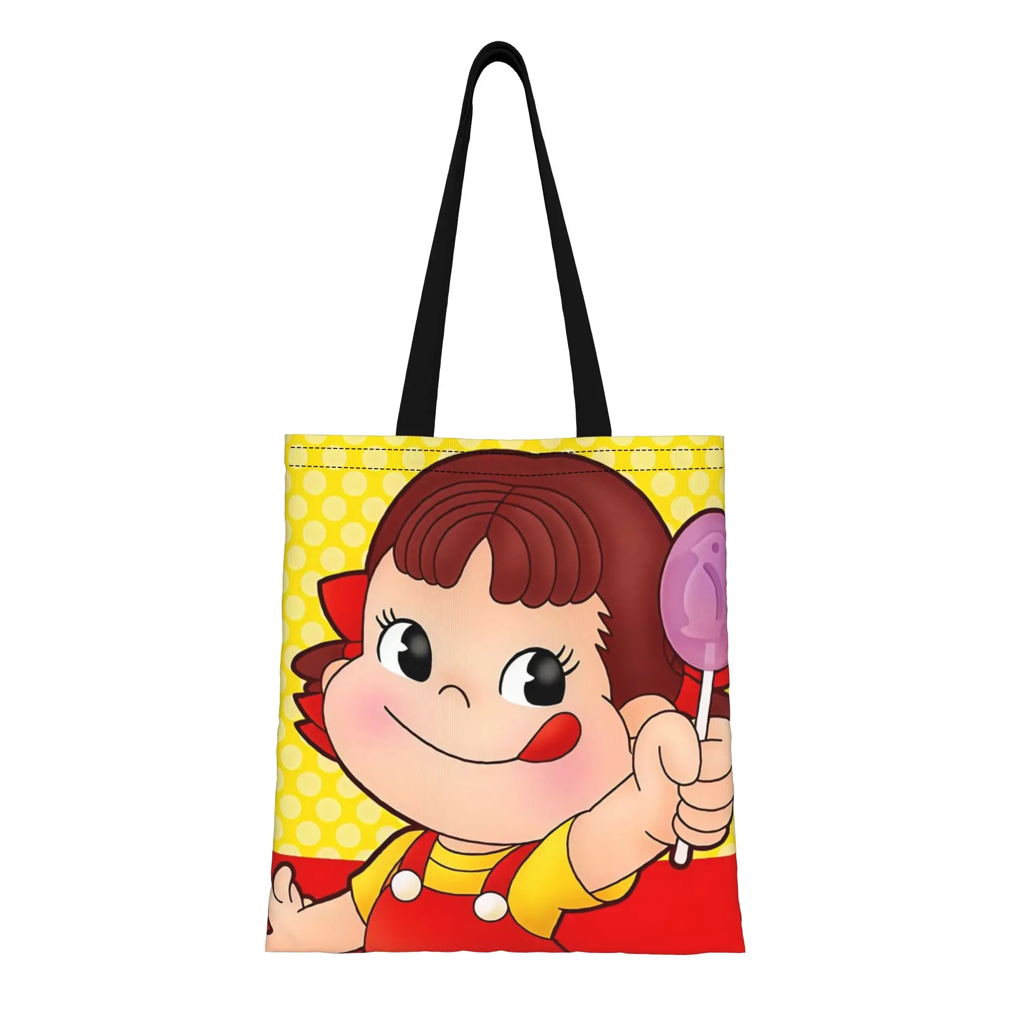 

Женская сумка-тоут Fujiyaa Lollipop Yellow Dot Canvas для покупок, путешествий и активного отдыха, прочная наплечная сумка