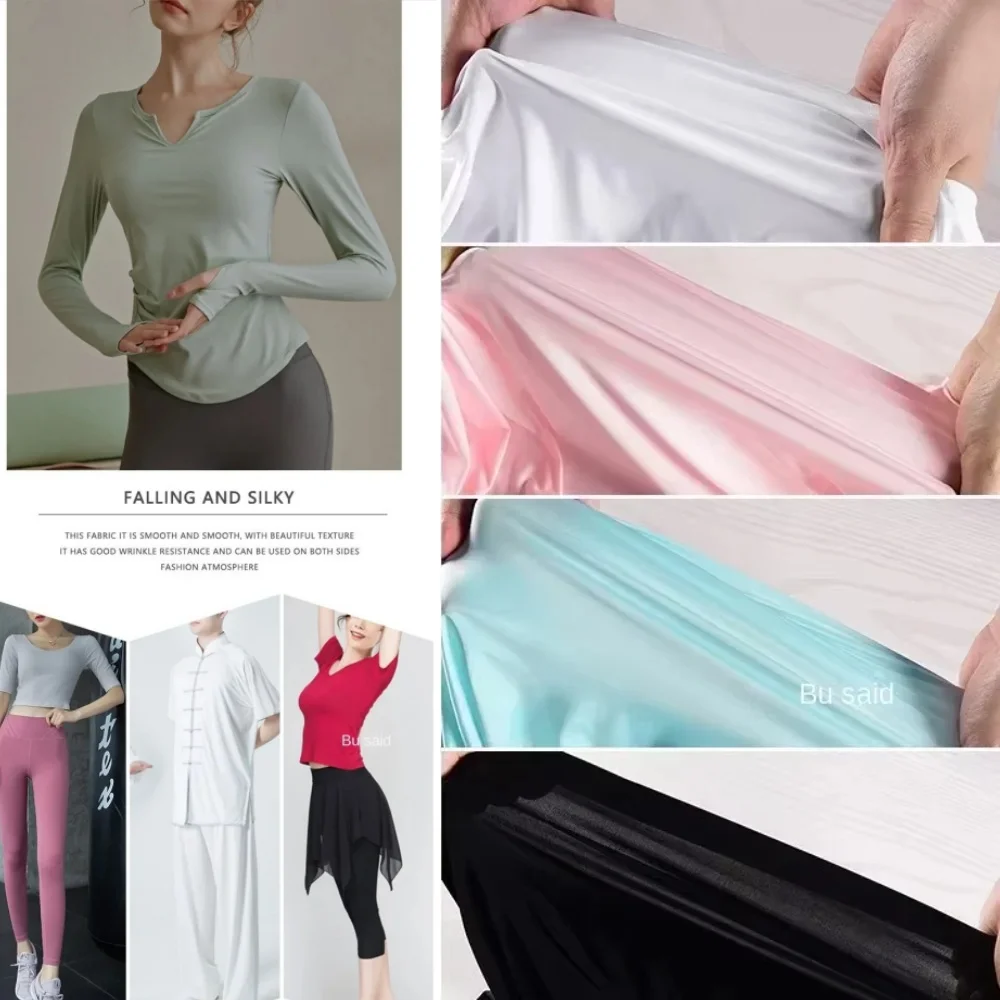 

Thin Smooth High Elasticity Breathability Ice Fabric for Skin Friendly Yoga Clothing Diy Sewing Cloth Wholesale