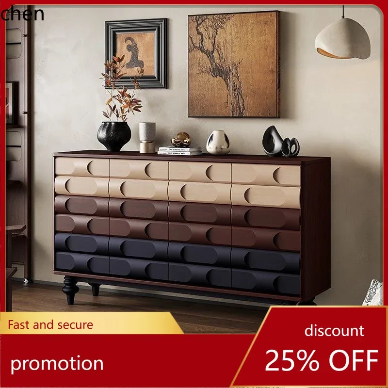 

HXL Living Room Household Solid Wood Sideboard Shoe Cabinet Simple Storage Combination Entryway Storage Cabinet