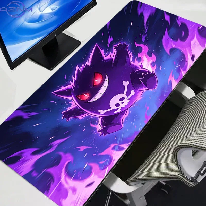 Gengar Purple Flame Skull Anime Large Mousepad, Rubber Non Slip TCG Playmat, Trading Card Game Desk Table Pad for Gaming and Des