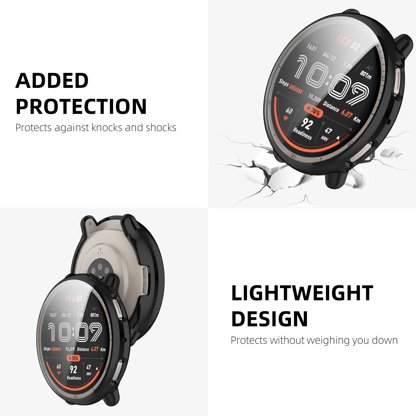 Watch Case for Amazfit Active 2 Full Coverage Screen Protector TPU Soft Protective Bumper for Amazfit Active2 Cover Accessories