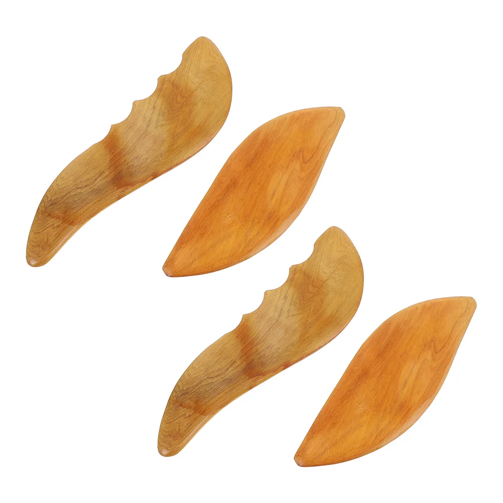 

4pcs Multi-Function Guasha Board Wooden Massage Scraper Portable Face Neck Shoulder Massager Household Lymphatic Tool