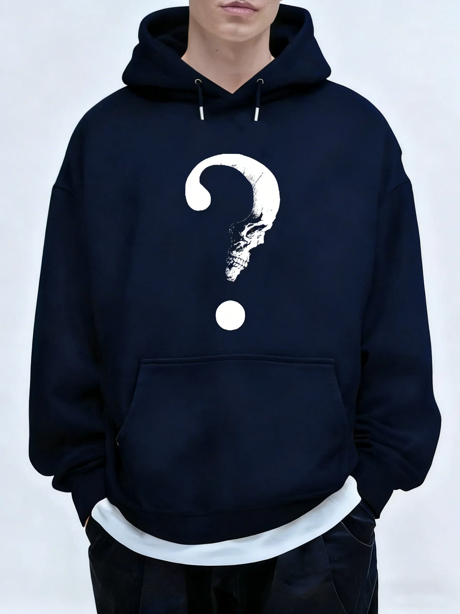 Men's Signature Question Mark Skull Print Hoodie