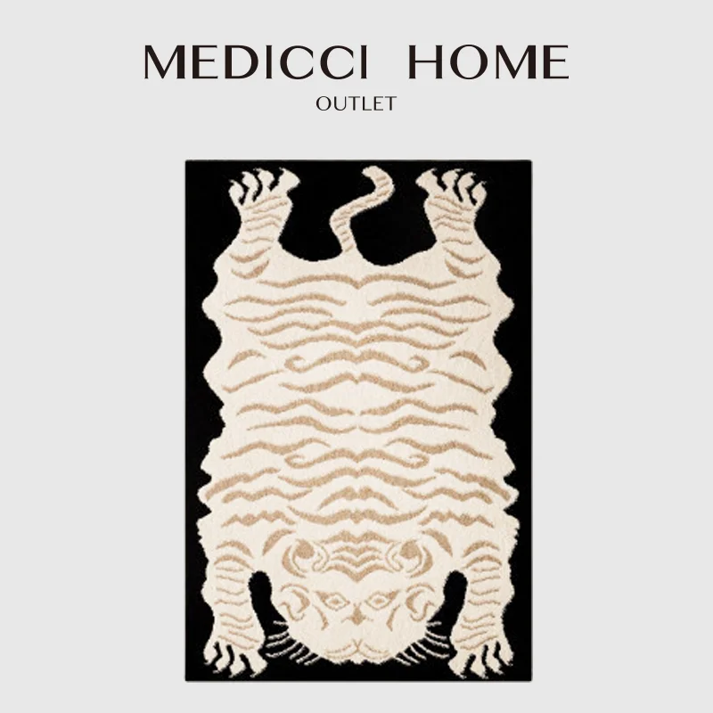 Medicci Home Folk Art Tibetan Tiger Carpet Luxury Hand Tufted Antique Oriental Rug Tapestry Floor Mat For Living Room Bedside