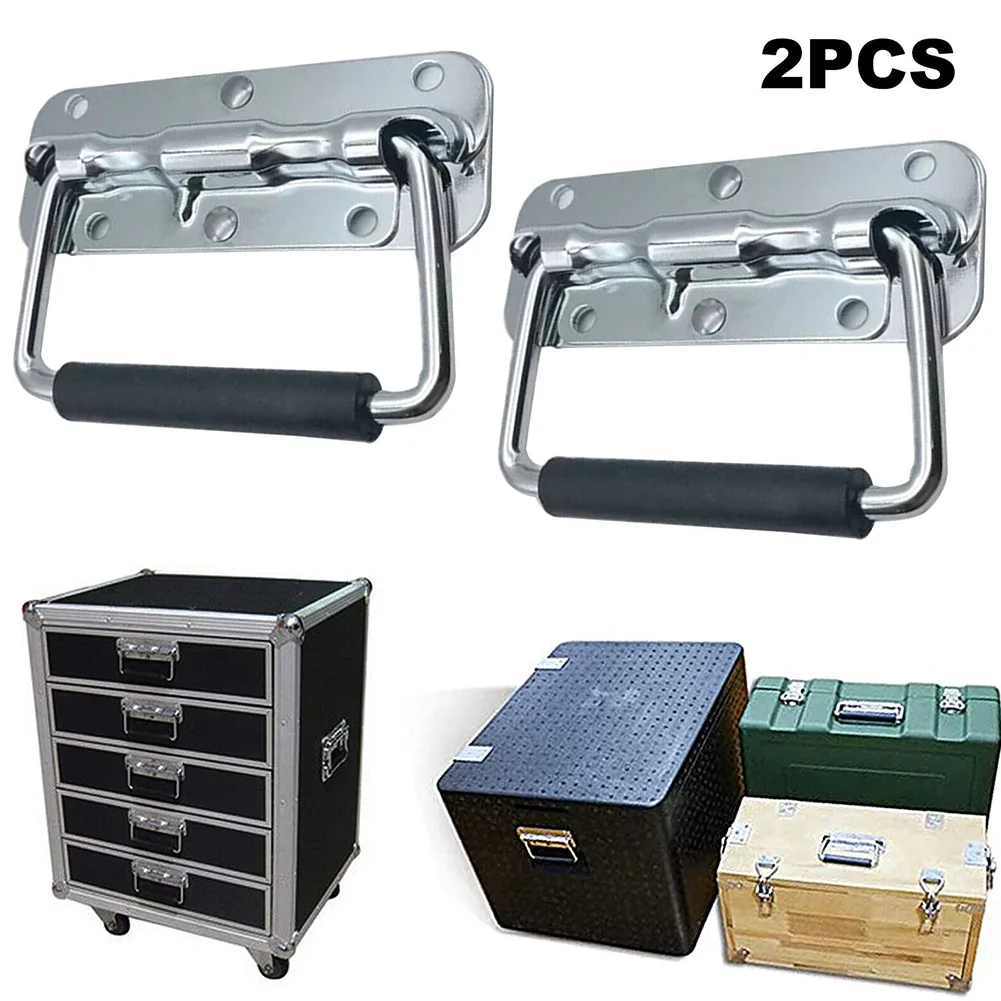 2Pcs Spring Loaded Handle Cabinet Drawer Handle Trunk Toolbox Chest Lifting Pull Wooden Box Folding Handle Furniture Door Knobs