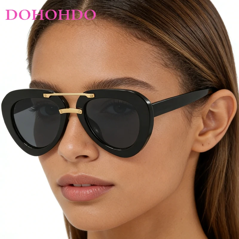 

Steam Punk Pilot Oversized Frame Women's Sunglasses Trend Design Brand Men Sun Glasses Summer Shades Travel Drive Eyewear UV400