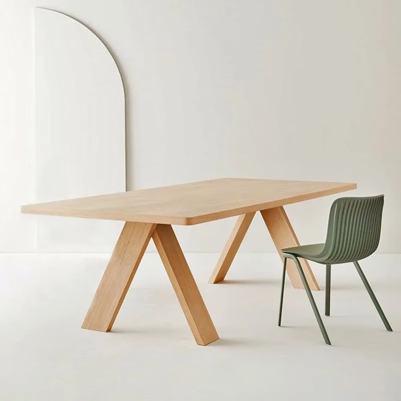 

Household dining table, workbench Rectangle log minimalist conference table Leisure table