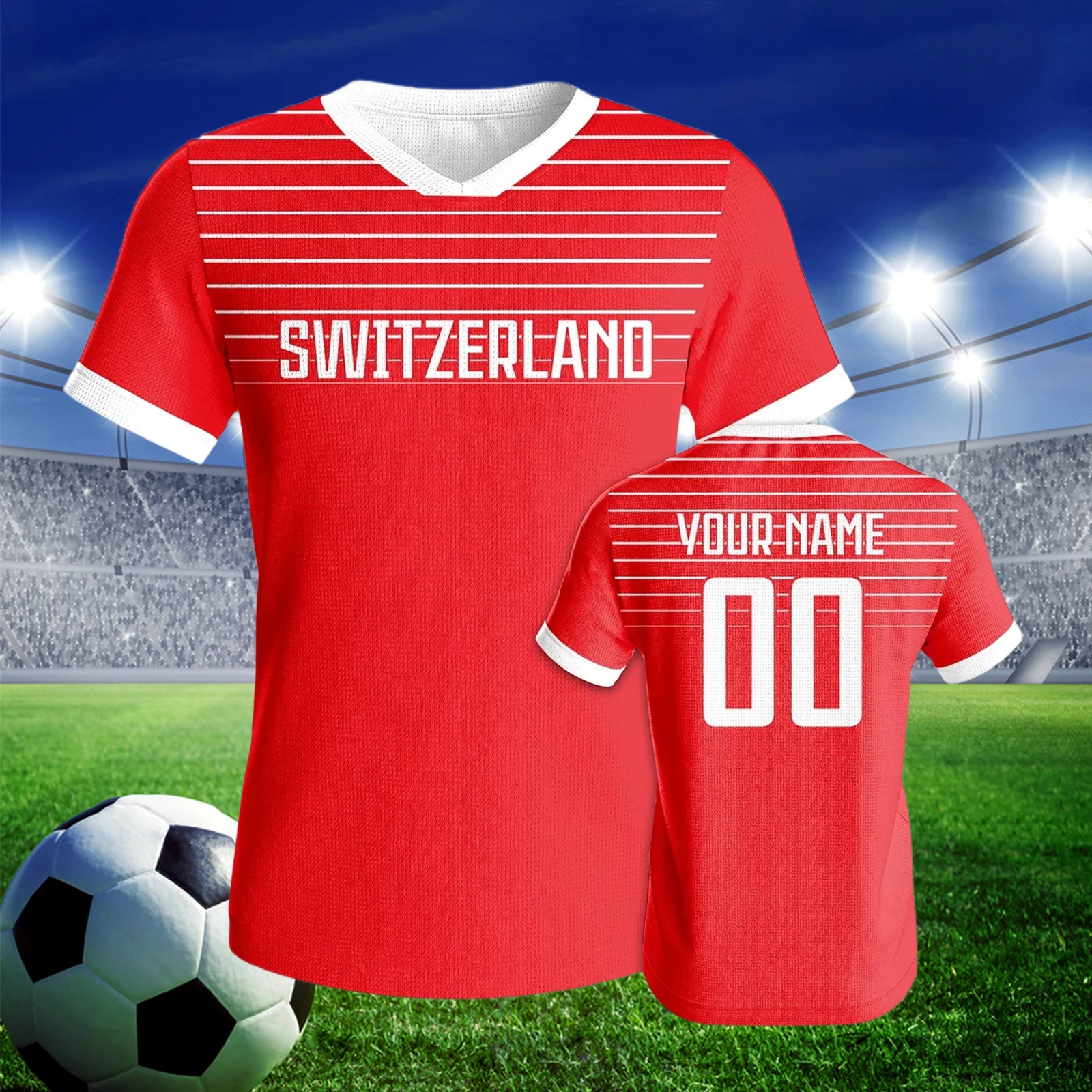 Personalized Switzerland Football Jersey Youth Soccer Uniform Custom Name Number Breathable Quick-Dry Athletic Clothes Unisex