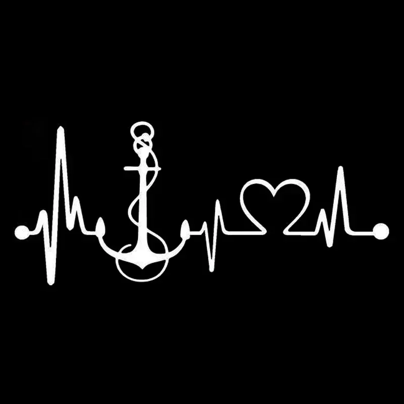 Personality Anchor Heartbeat Monitor Fashion Car Shape Scratch Bumper Creative Sticker, 10cm