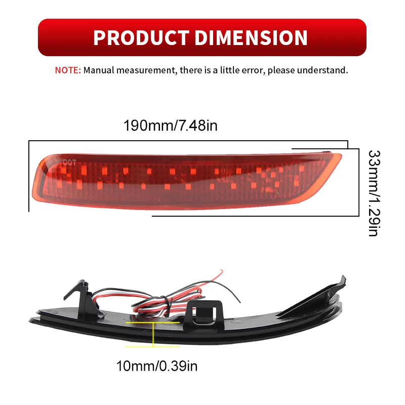 

2×LED Rear Brake Lights Bumper Reflector Turn Signal Taillight Fog Lamps for BMW X5 F15 2014-2018 Series Red Smoke Lens Canbus