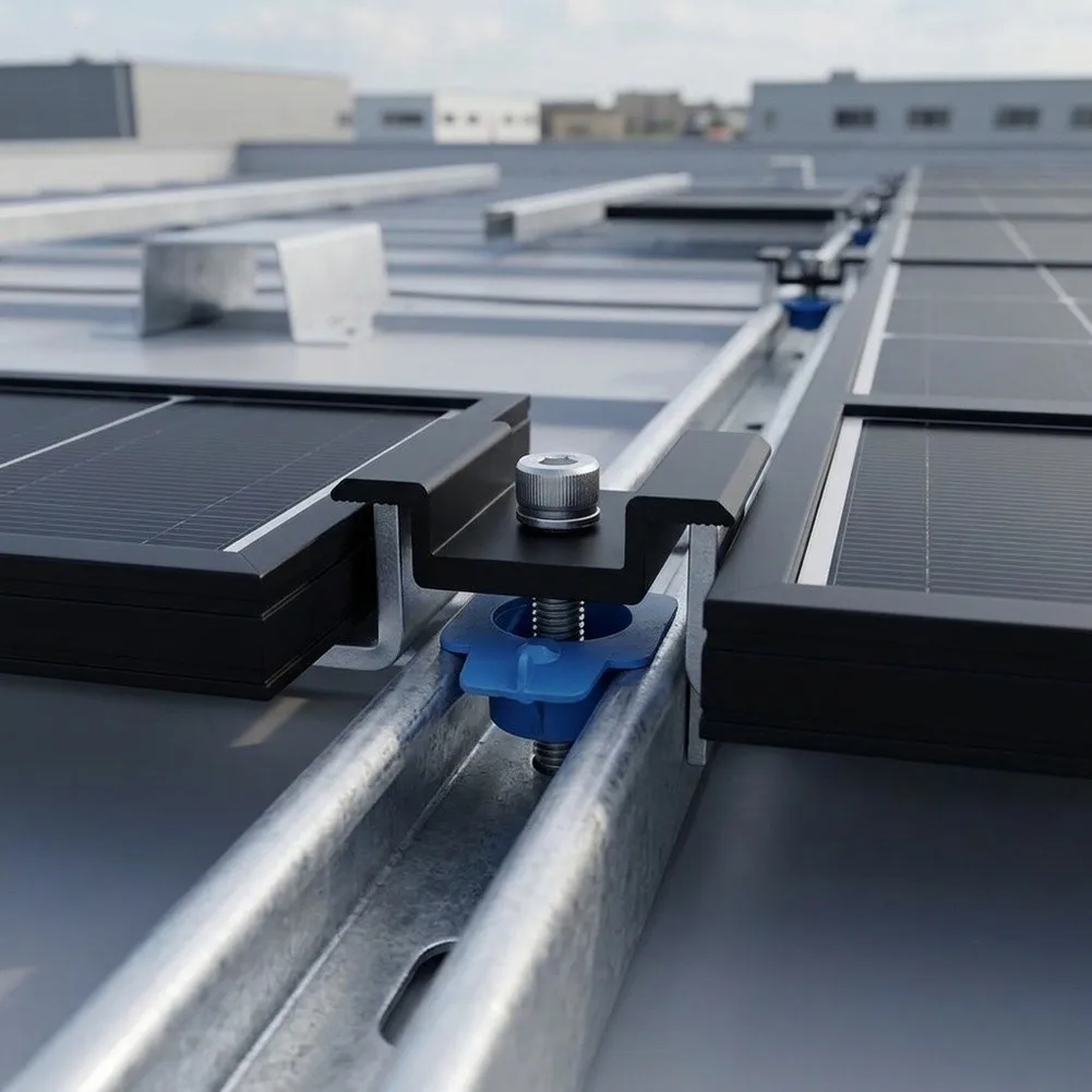 10pcs Weatherproof Aluminum Solar Panel Mounting Kit for Rooftop Metal Roof Flat Roof RV Campervan Boat Installations