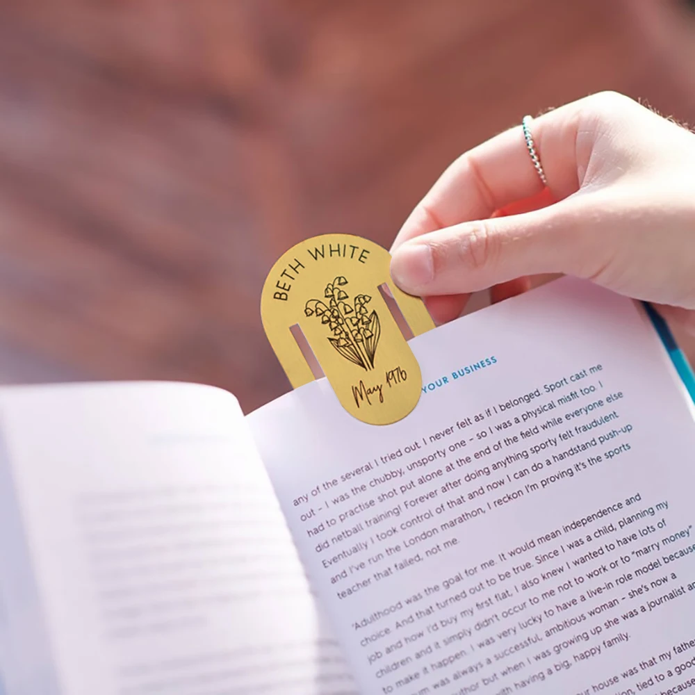 New Customized Oval Stainless Steel Bookmarks, Gifts for Teachers, Students, Wedding Guests, Zodiac Flower for Graduation Season view 3