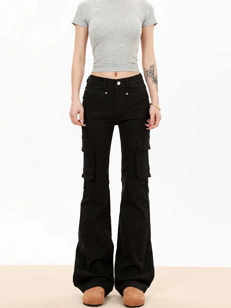 

Женские джинсы с низкой посадкой, американские ретро-готические джинсы Gyaru Bootcut, темные джинсовые брюки-карго Academy, японские брюки 2000-х годов, High Street