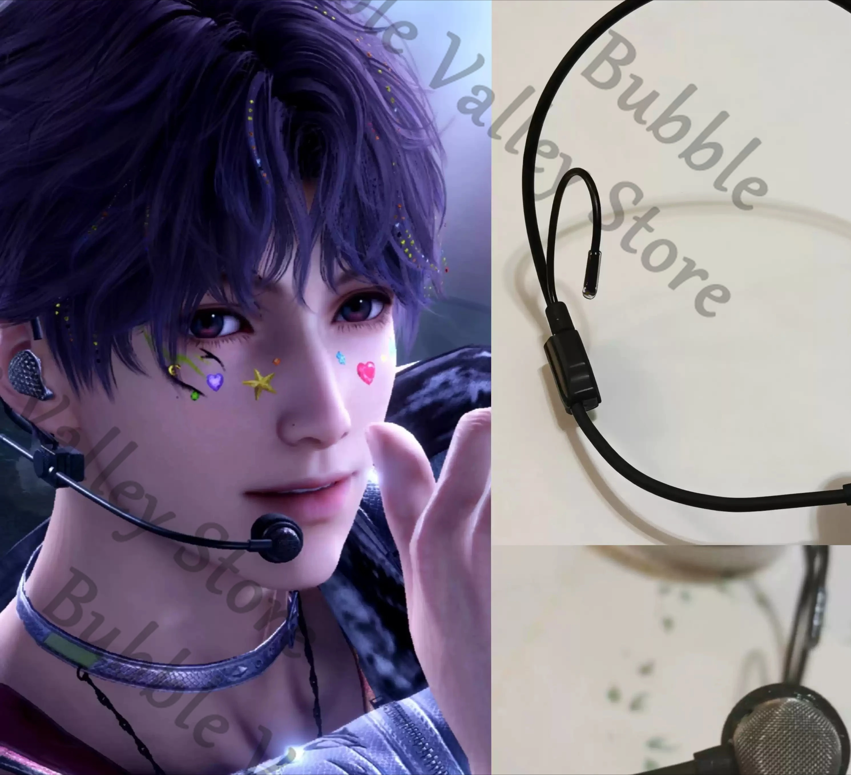 

Anime Rafayel Love and Deepspace Cosplay Earphone Mic Prop Cartoon Stage Performance Equipment Accessories Custom-made Props