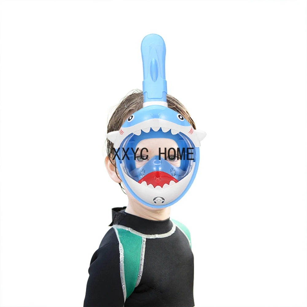 Swimming Mask Snorkeling Full Face Snorkel Mask Kid Snorkeling Gear Scuba Diving Masks Kids Anti-Fog Anti-Leak Dry Top Set