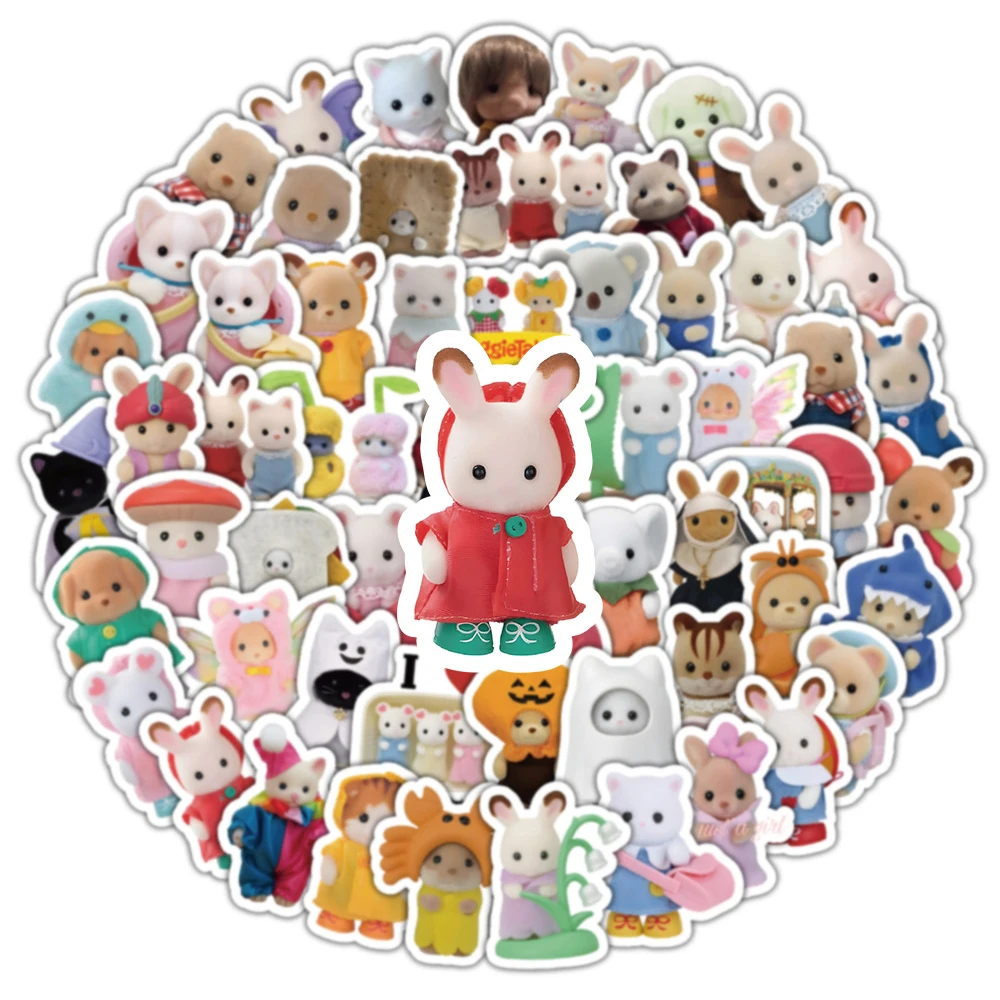 10/30/50/100pcs Funny Cute Sylvanian Families Stickers Kawaii Kids DIY Decals Toy Phone Case Scrapbook Suitcase Graffiti Sticker