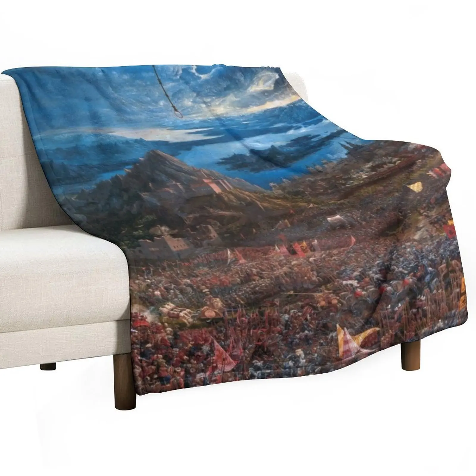 Fine Art: Albrecht Altdorfer - Battle Of Issus Throw Blanket Personalized Gift Decorative Sofa Blankets