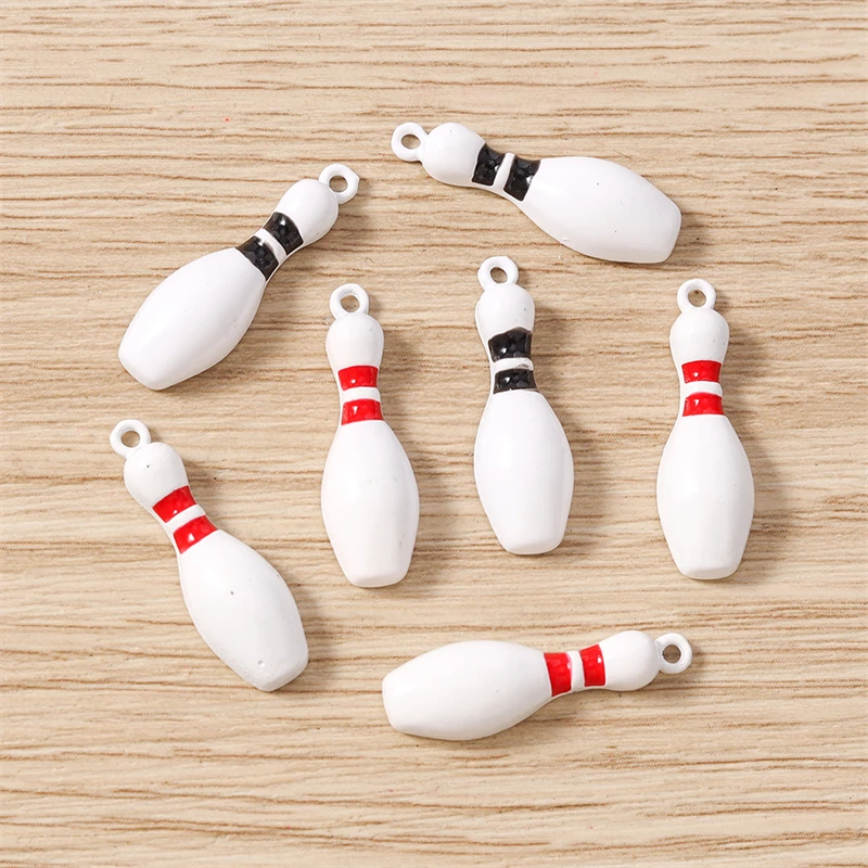 10 Stück 8x25mm lustige Emaille Sport Bowling Charms Anhänger für Schmuckherstellung Halsketten Ohrringe Armbänder DIY Bastelzubehör – Detail 7
