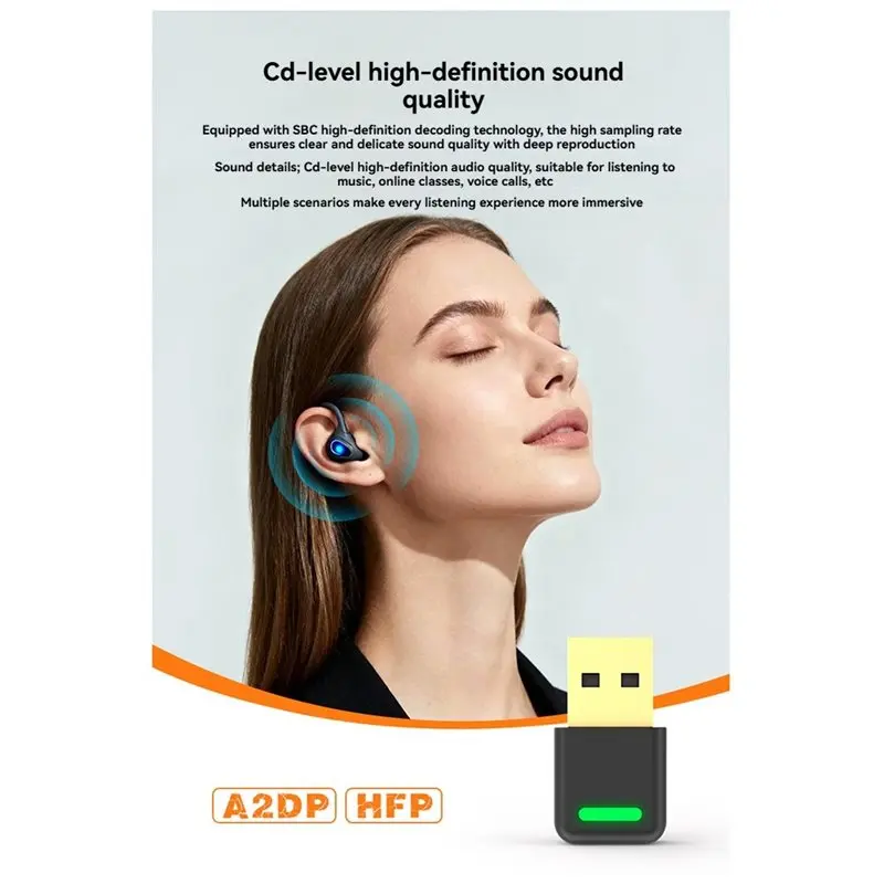 Ingenious-Wireless Bluetooth 6.0 Adapter USB Computer Wireless Receiver Audio Adapter Driver-Free 20M Stable Transmission