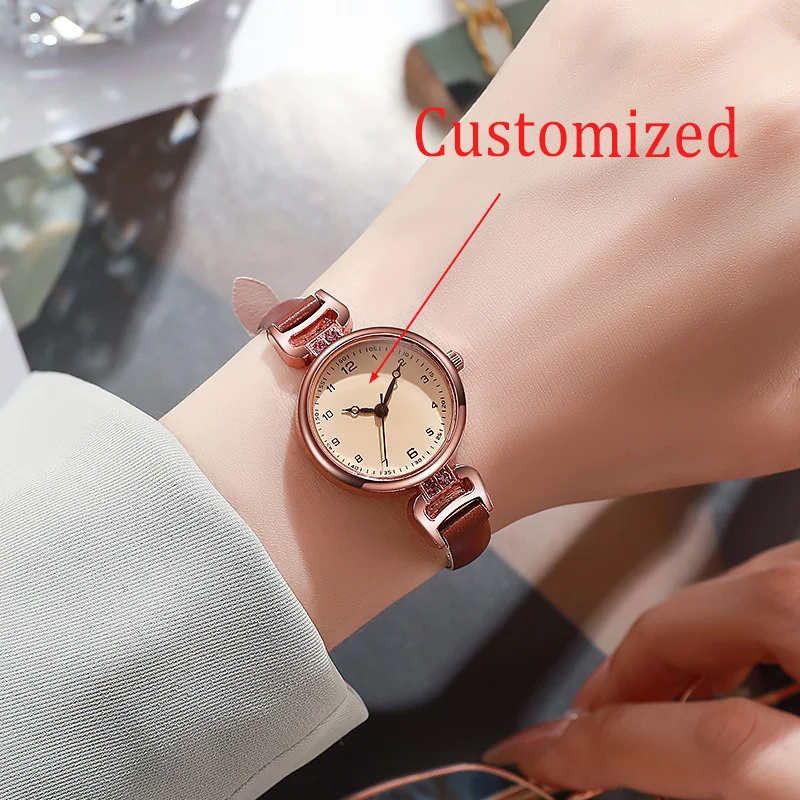 Orologio da donna, nicchia, lusso leggero, temperamento di fascia alta, quadrante piccolo compatto, semplice retro, sensazione di fascia alta, può essere personalizzato