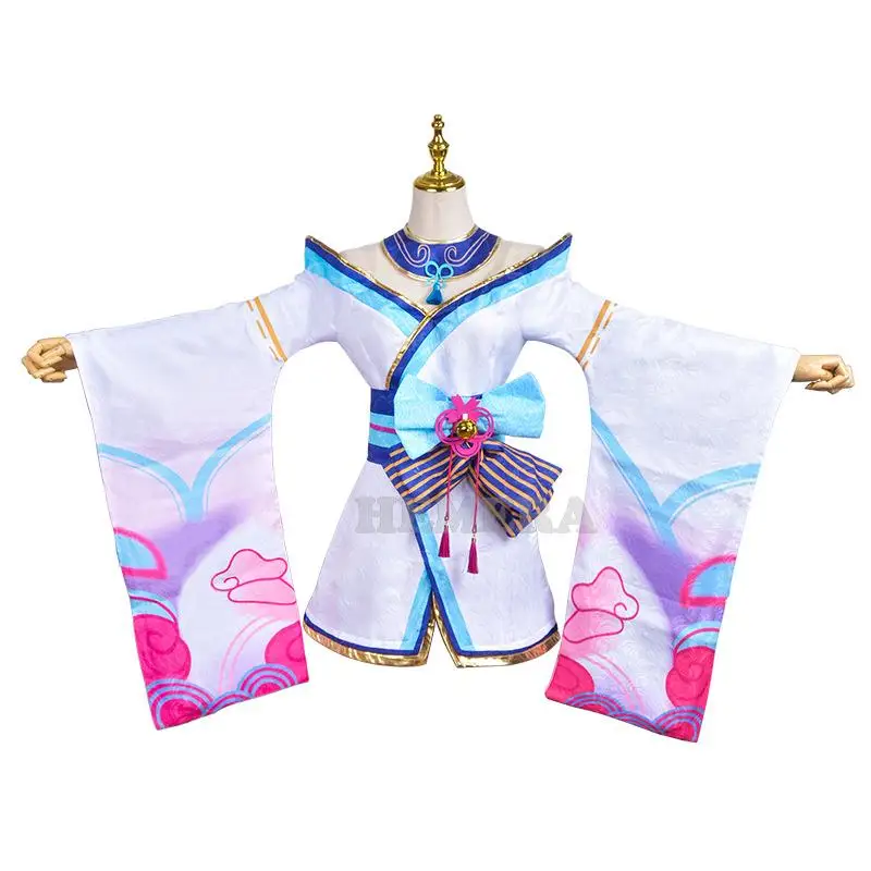 Ahri Anime Game LOL Cosplay Costume The Nine-Tailed Fox Cosplay Costume Clothes and Wig Spirit Blossom Sexy Woman Kimono Suit