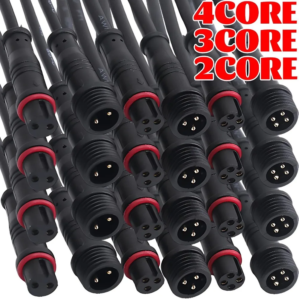 

M12 Weatherproof Wire Harness IP67 Threaded Power Cable Connector Copper Terminals Auto Led Fog Light Modification Pigtail Kit