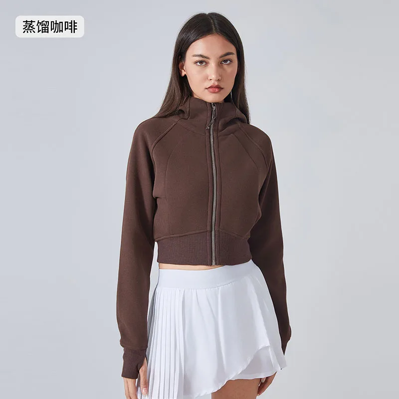 New Women's Slim Fit Casual Zipper Hooded Cardigan High Waisted Drawstring Ankle Binding Running Fitness Sweatshirt Set