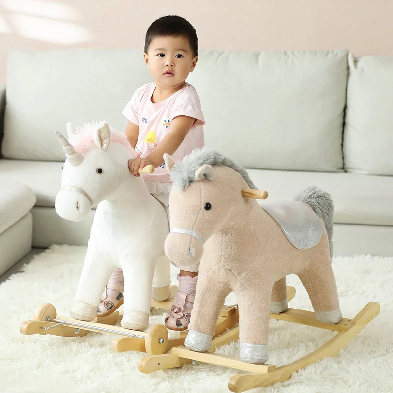 Trojans rocking horse plush toys for children Baby dual-use rocking horse riding toys birthday gift.