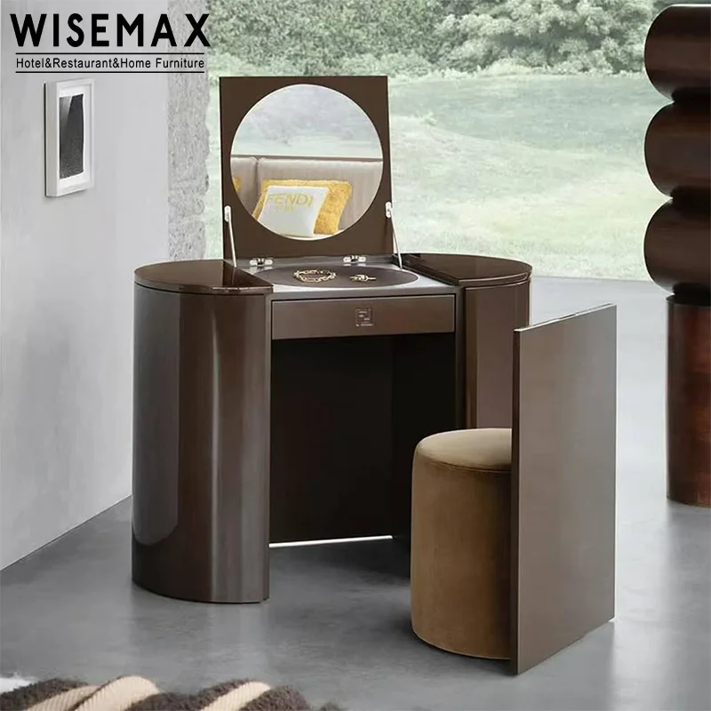 WISEMAX FURNITURE Light Luxury Home Furniture Solid Wood Foldable Dressing Table Minimalist Multifunctional Makeup Table