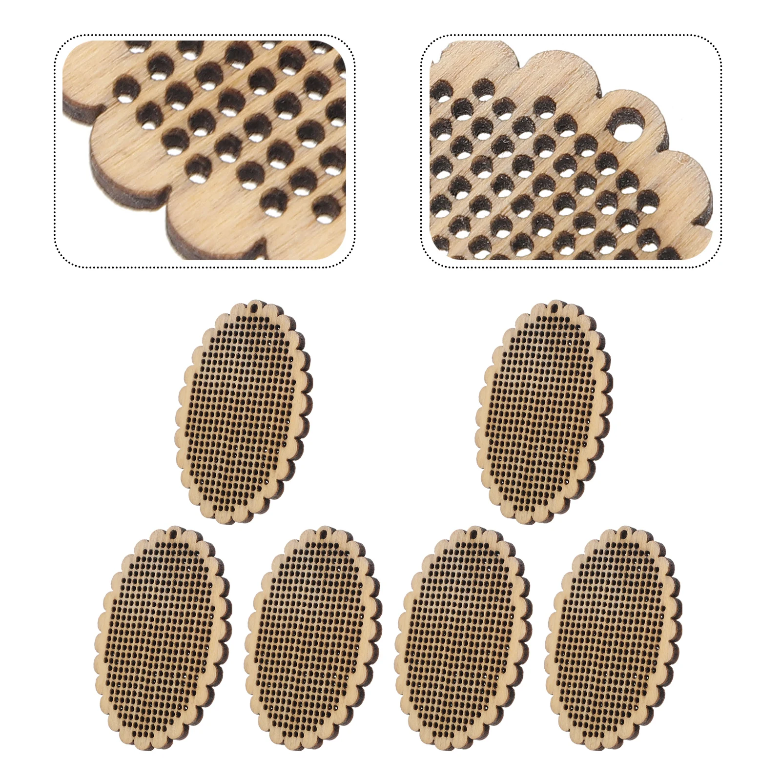 

5pcs Mini Cross Stitch Wood Pieces Crafts DIY Wooden Chip Pendant Embroidery Kits Hollow Hole Design Practical Lightweight Gifts