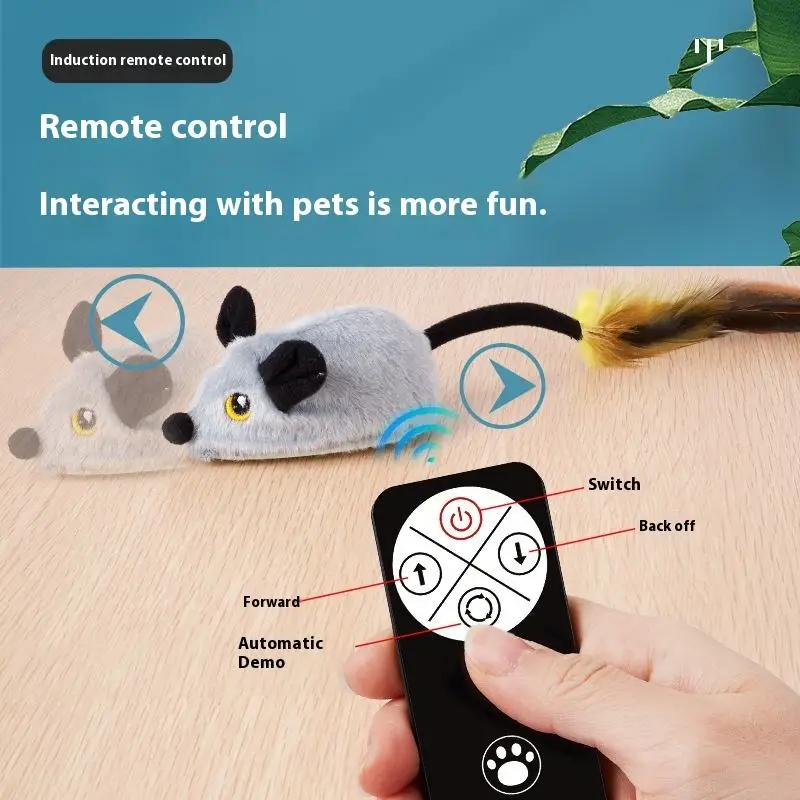 Ratón de simulación con Control remoto, juguete eléctrico para gatos, mascota humana, Control remoto, juguete interactiv
