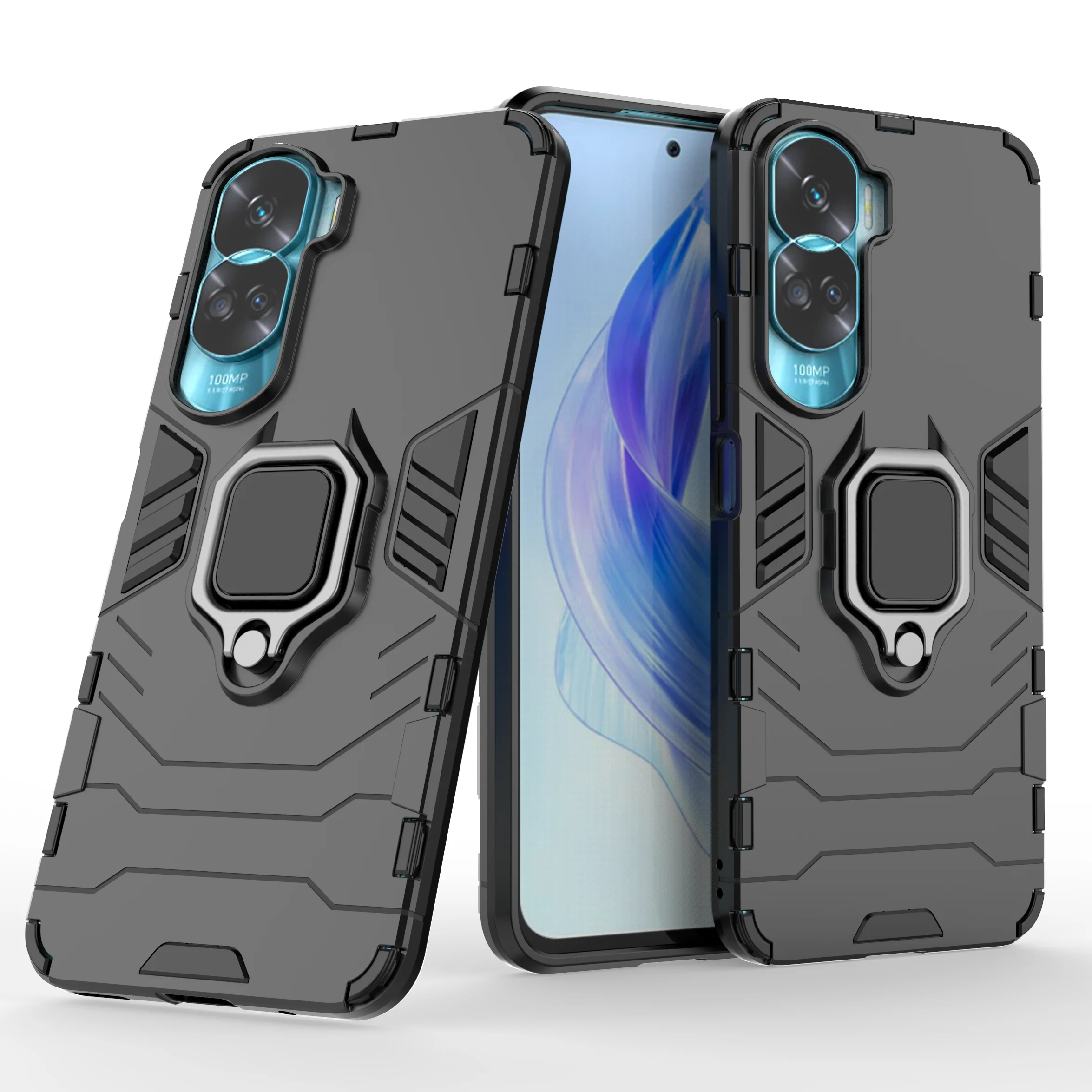 Armor Shockproof Case For Honor 100 90 80 80SE 70 60 60SE 50 50SE 30 30S Pro Plus Lite 5G Bumper Metal Ring Stand Back Cover