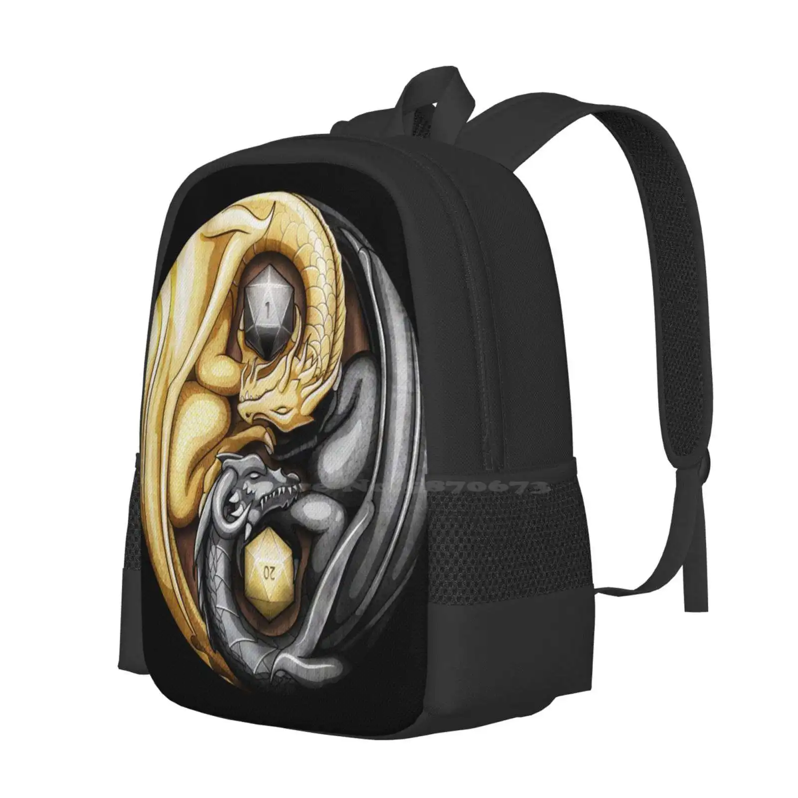 Balanced Dragons D20 New Arrivals Unisex Bags Student Bag Backpack D20 Dnd And Dragons Dragons Ttrpg Roleplay Taletop Nerd Geek