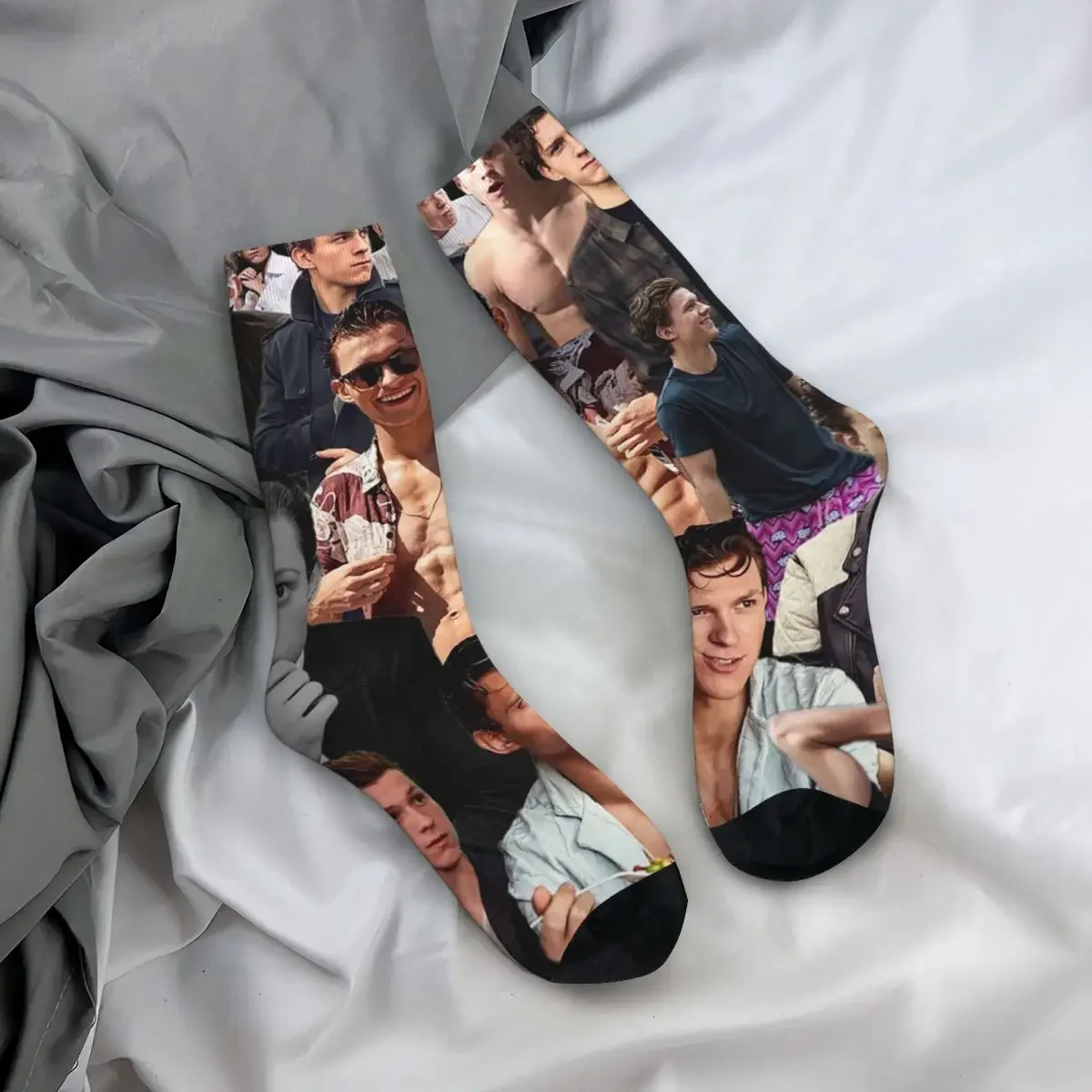 Tom Holland Collage Socks Harajuku Sweat Absorbing Stockings All Season Long Socks Accessories for Unisex Gifts