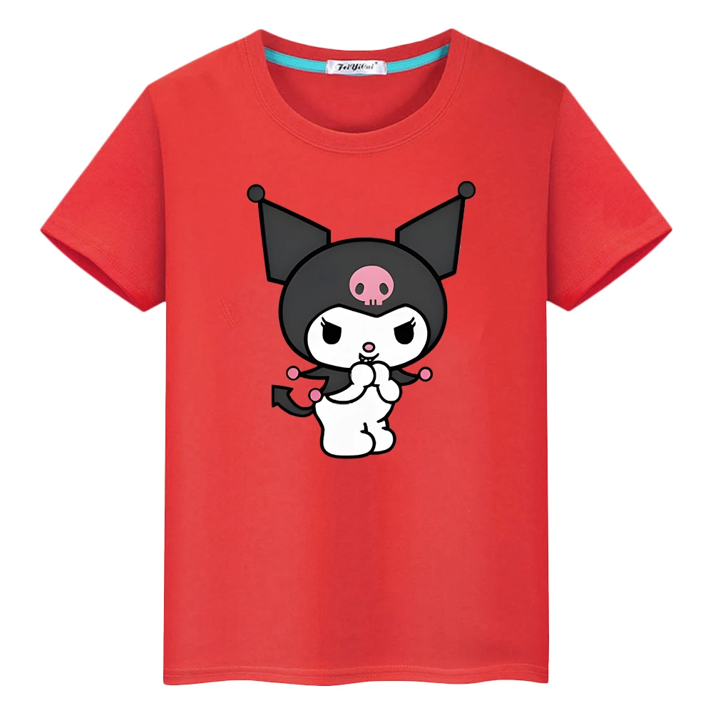 Anime Print T-shirt para crianças, 100% algodão Tees, tops bonitos para meninos e meninas, roupas de verão Sanrio, orgulho curto Tshirt, Y2K, 1 PC, presente