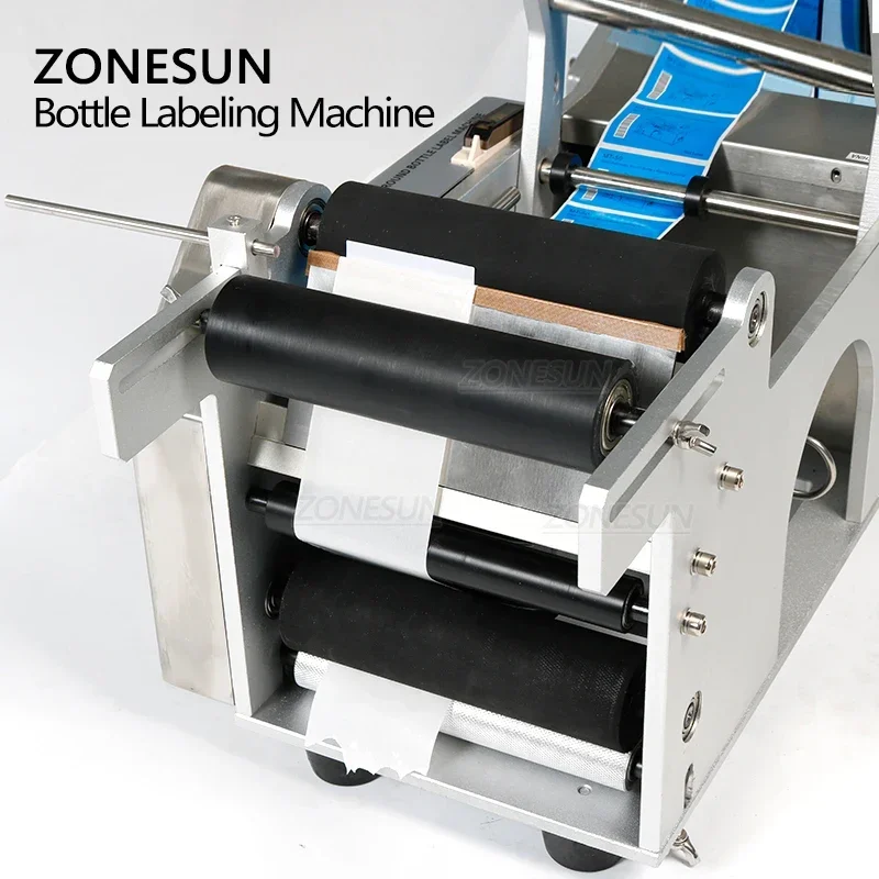 ZONESUN-máquina etiquetadora de botellas de PET, semiautomática, redonda, LT-50, dispensador de etiquetas, maquinaria