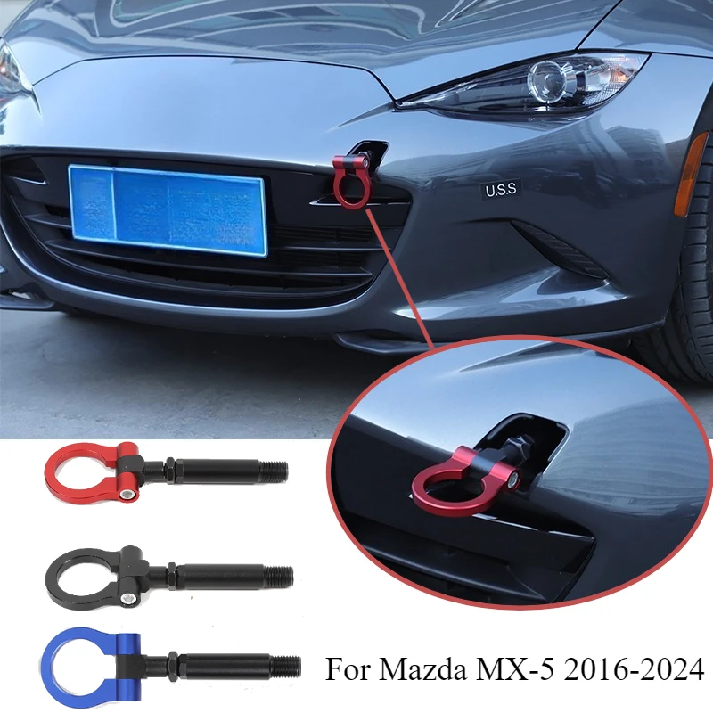 For Mazda MX-5 2016-2024 Aluminum alloy Red Car forward Trailer Hook Tow Ring Bumper Tow Hook Trim Car Accessories