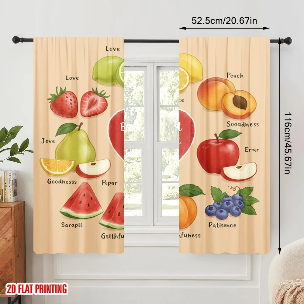 2pcs 2D flat printing Window Curtains Love Patience Faithfulness Kindness Fabric Without Electricity Birthday Party Perfect for