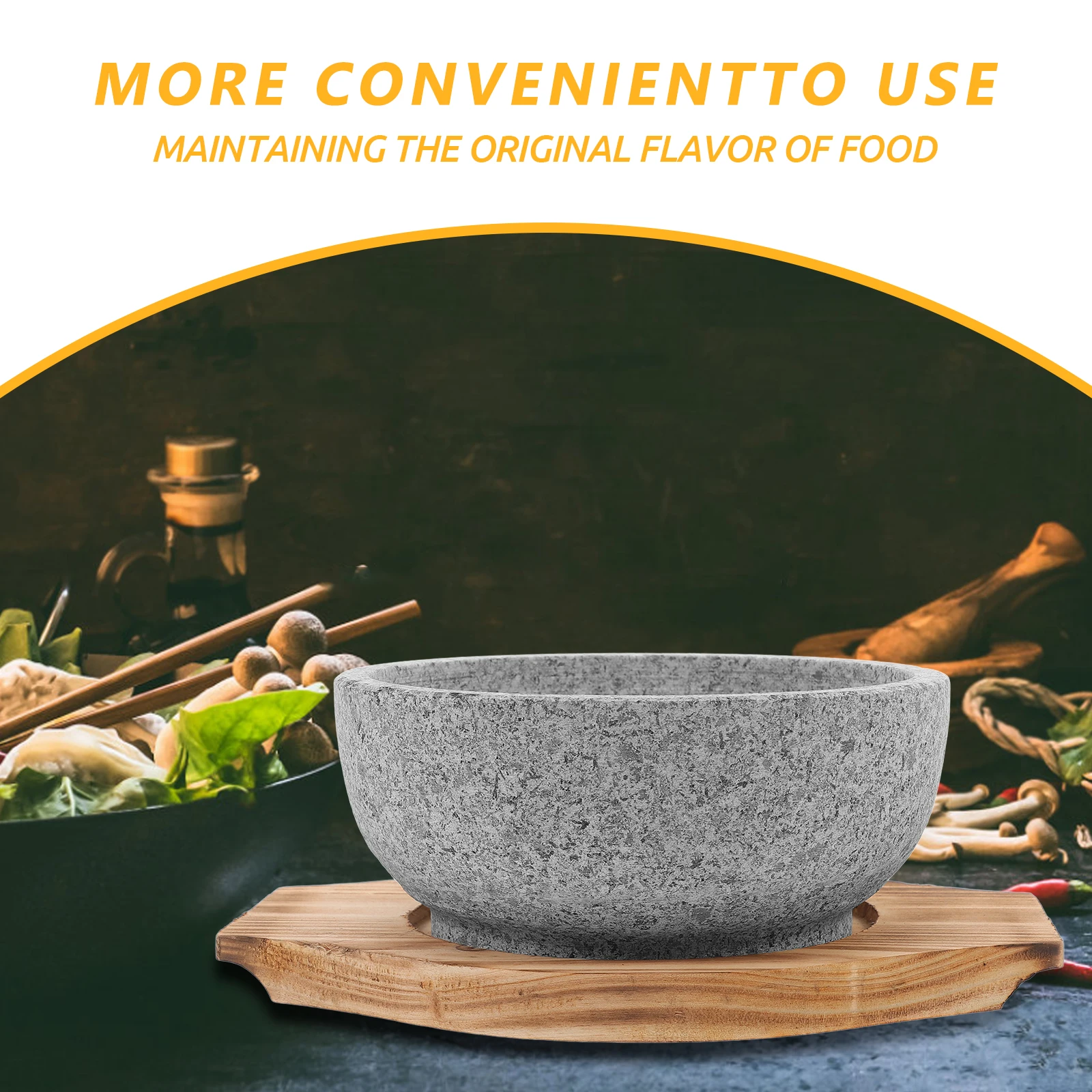 

1 set Stone Pot Bowl Korean Dolsot Soup Cuisine Natural Flame Resistant Reusable Bibimbap Bowls for Use