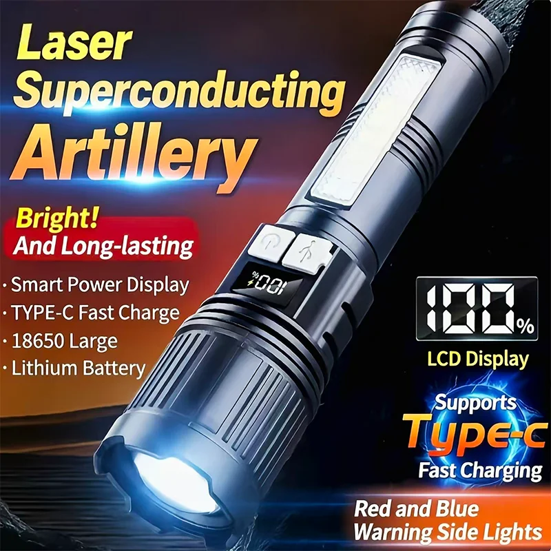 

High Power Rechargeable LED Flashlight Telescopic Zoom Torch Lamp for Outdoor Camping Fishing Emergency Spotlights Lantern NEW