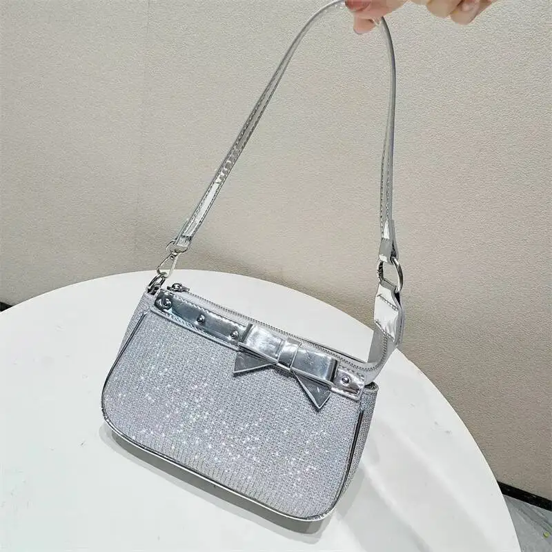 

Underarm Fashion Trend Women Small Shoulder Dia Shiny Purses Evening Party Chain Cross Body Bag