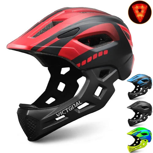 VICTGOAL Casco de bicicleta de cara completa desmontable para niños, protección de seguridad deportiva para ciclismo para bicicletas de equilibrio, gorros de patinaje sobre ruedas