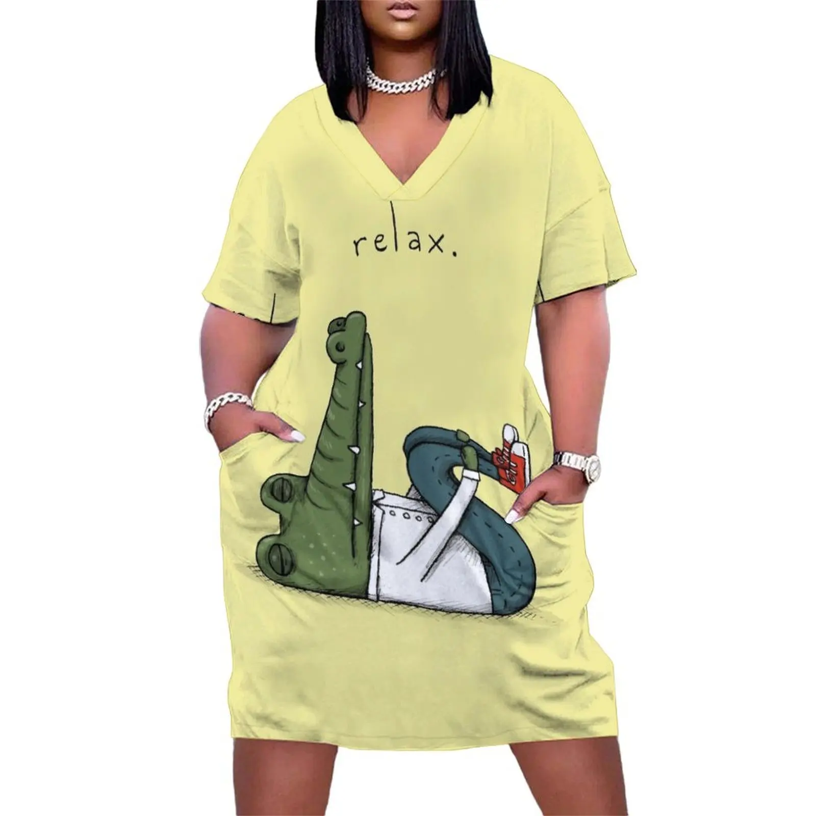 불안과 악어 느슨한 주머니 드레스 파티 드레스 우아하고 예쁜 여성 드레스 여름 드레스 여성 2025