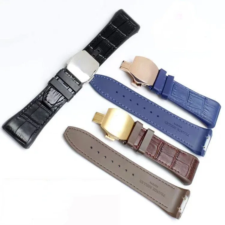 Carty Glue Watch Strap for FM Franck Muller V45 Series Waterproof Sweat-Proof Watch Band Tape Accessories 28mm Men Wristband