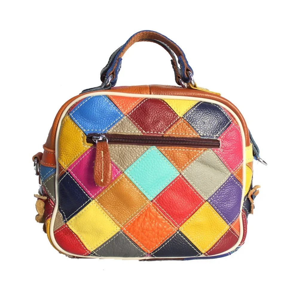 Multi-color Floral Patchwork Handbag 2026 Female Fashion Flower Genuine Leather Big Capacity Messenger Bag for Women Daily Work