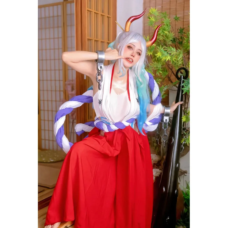 Anime One Piece Cosplay Costume Yamato COS Kimono Uniform Wig Skirt Women Carnival Party Performance Christmas Samurai Dresses