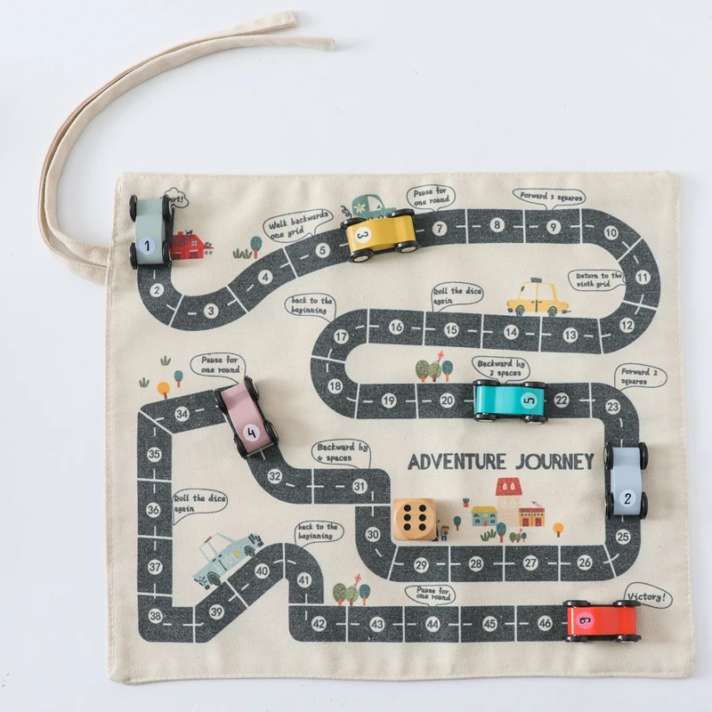 35*31cm montessori Spielzeug Baby Auto Verkehr Straßenkarte Leinwand Desktop-Matte Spiel Holzauto Eltern-Kind-Interaktion Kind Bildung Geschenk – Detail 11