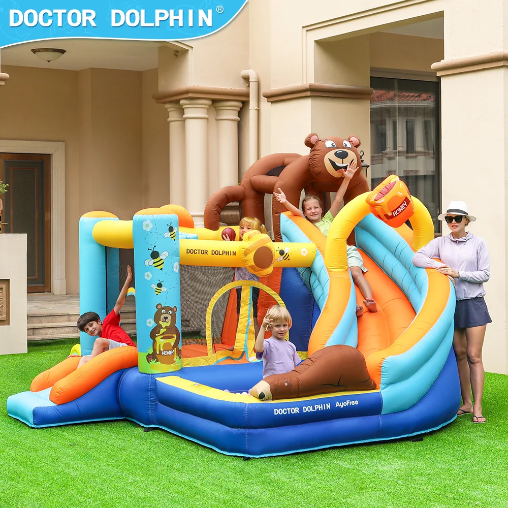 Doctor Dolphin Outdoor inflatable Bouncy Castle anti slip inflatable trampoline, wave pool Bounce House with air blower