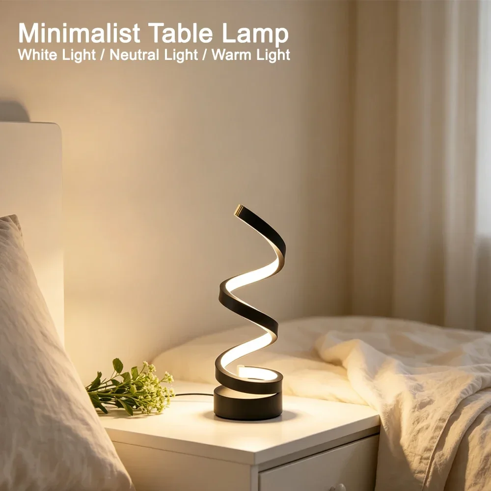 LED Spiral Dimmable Table Lamp Suitable for Living Room Bedroom Study Adjustable Brightness Bedside Lamp for Office and Home Use