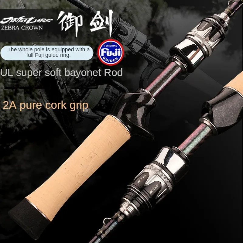 WinsCraft All Fuji Ultralight Travel Fishing Rod, 2 Sections, Solid Tip, Spinning Casting Rod, UL Rod, High Carbon, Trout Rod